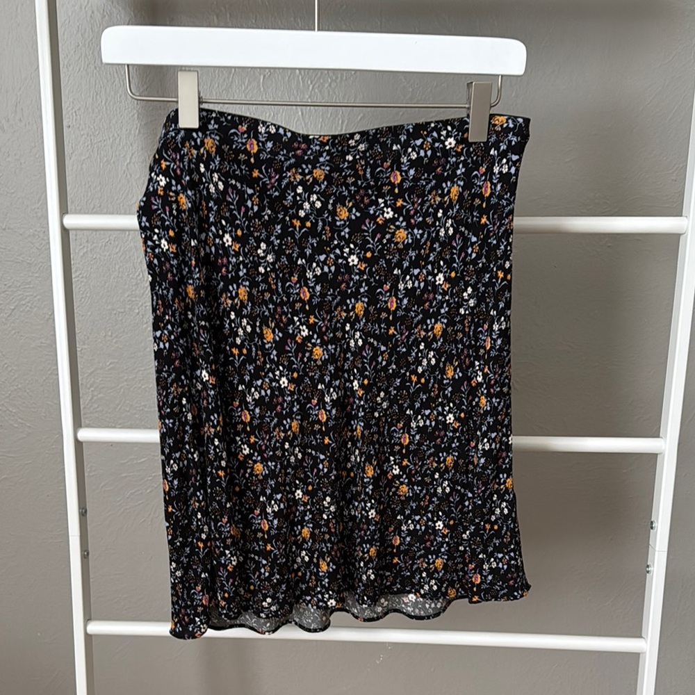 Floral Black Skirt